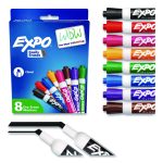 EXPO Low-Odor Dry-Erase Marker, Broad Chisel Tip, Assorted Colors, 8/Set