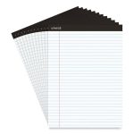 Universal Premium Ruled Writing Pads with Heavy-Duty Back, Black Headband, Wide/Legal Rule, (50) White 8.5 x 11 Sheets, 12/Pack