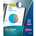 Avery Heavyweight Easy Load Diamond Clear Sheet Protector, Side: 3-Hole Punched, Top Load 8.5 x 11 Insert, Clear Front, 100/Box