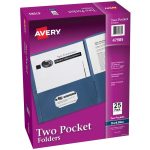 Avery Two Pocket Folders, 8-1/2" x 11", Dark Blue, Box Of 25