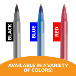 BIC Round Stic Ballpoint Pens, Medium Point, 1.0 mm, Translucent Barrel, Black Ink, Pack Of 60 Pens - Image 2