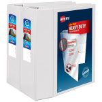 Avery Heavy-Duty View 3 Ring Binder, 5" One Touch EZD Rings, White, Pack Of 2 Binders