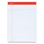 Universal Perforated Ruled Writing Pads, Red Headband, Wide/Legal Rule, (50) White 8.5 x 11 Sheets, Dozen