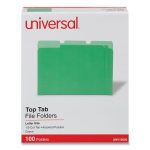 Universal Deluxe Colored Top Tab File Folders, 1/3-Cut Tabs: Assorted, Letter Size, Green/Light Green, 100/Box