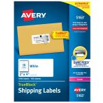 Avery TrueBlock Shipping Labels With Sure Feed Technology, 5163, Rectangle, 2" x 4", White, Pack Of 1,000