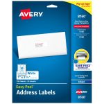 Avery Easy Peel Address Labels With Sure Feed Technology, 8160, Rectangle, 1" x 2-5/8", Matte White, Pack Of 750